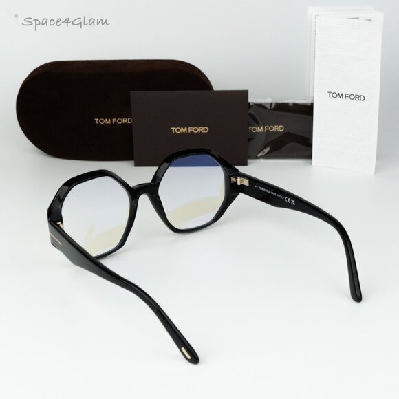 Tom Ford Woman Eyeglasses Black Blue Block Round FT5967-B 001 NEW AUTHENTIC - Picture 8 of 9